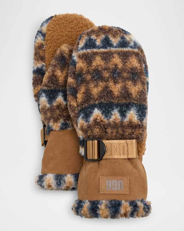 Men's Elias UGGfluff Fleece and Leather Mittens